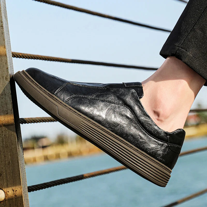 Alvio genuine leather slip-on shoes with cushioned footbed, designed for practical all-day wear.