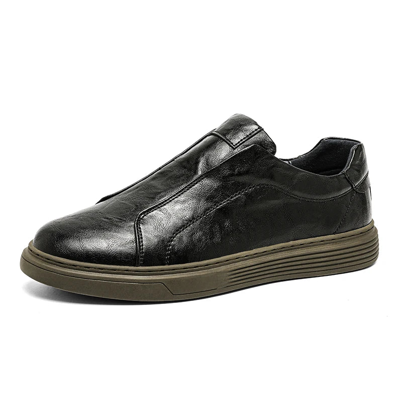 Alvio genuine leather slip-on shoes, featuring smooth leather, cushioned footbed, perfect for daily wear.