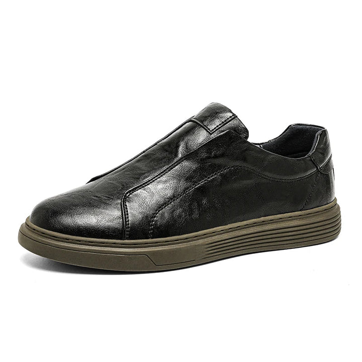 Alvio genuine leather slip-on shoes, featuring smooth leather, cushioned footbed, perfect for daily wear.