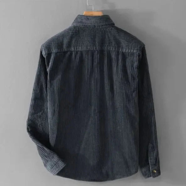 Back view of VALLEY CORDUROY BUTTON-UP shirt featuring soft textured corduroy and relaxed fit.