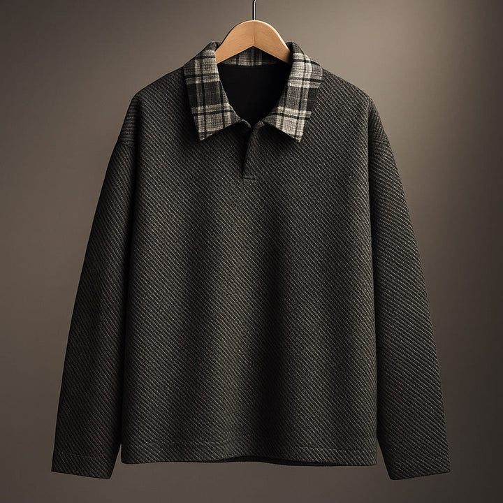 Holden Plaid-Collar Knit Sweatshirt