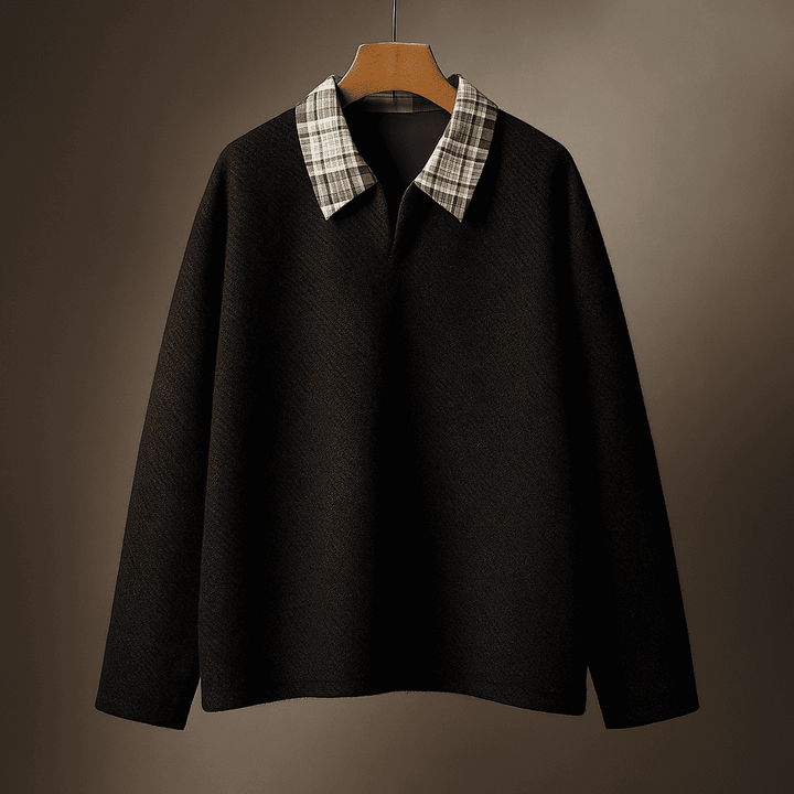 Holden Plaid-Collar Knit Sweatshirt