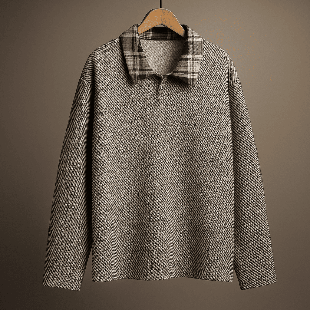 Holden Plaid-Collar Knit Sweatshirt