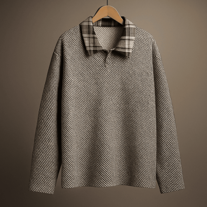 Holden Plaid-Collar Knit Sweatshirt
