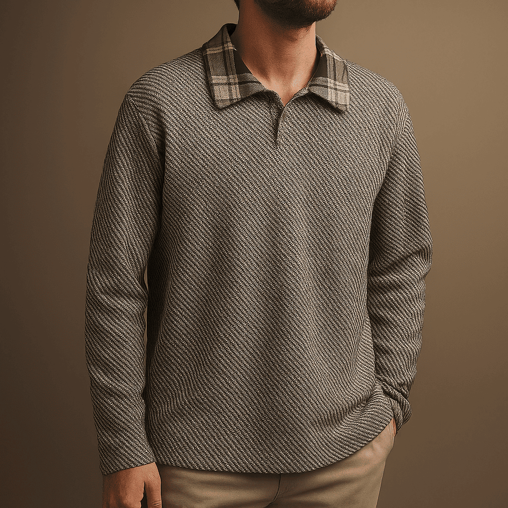 Holden Plaid-Collar Knit Sweatshirt