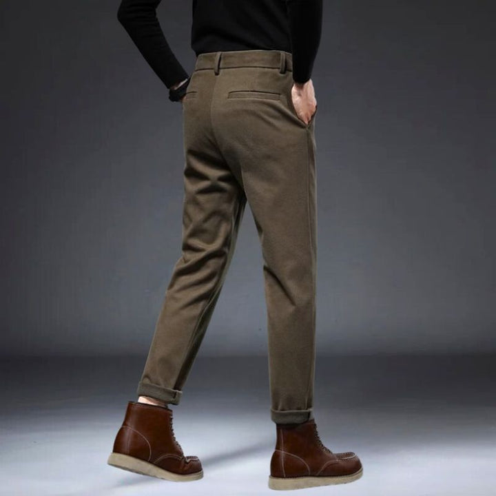 Hudson Tailored Trousers showcasing soft, structured fit with practical pockets, perfect for polished looks.