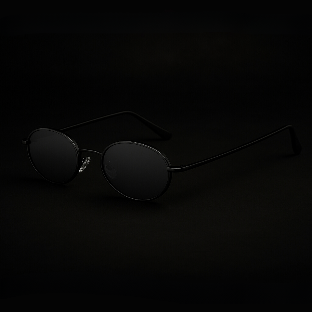 Orin Oval Frame Sunglasses with polished metallic finish, scratch-resistant lenses, and UV400 sun protection.