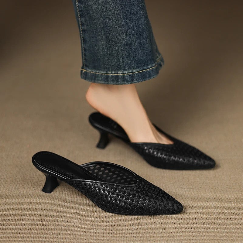 Violet Genuine Leather Mules