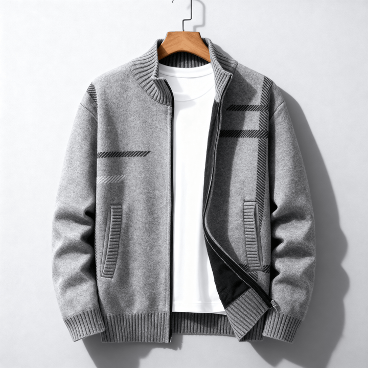 Axis Wool Knit Zip-Up Jacket