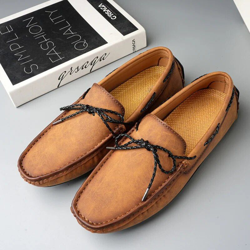 Kingsley Genuine Leather Loafers in brown, showcasing breathable construction and cushioned supportive insoles.