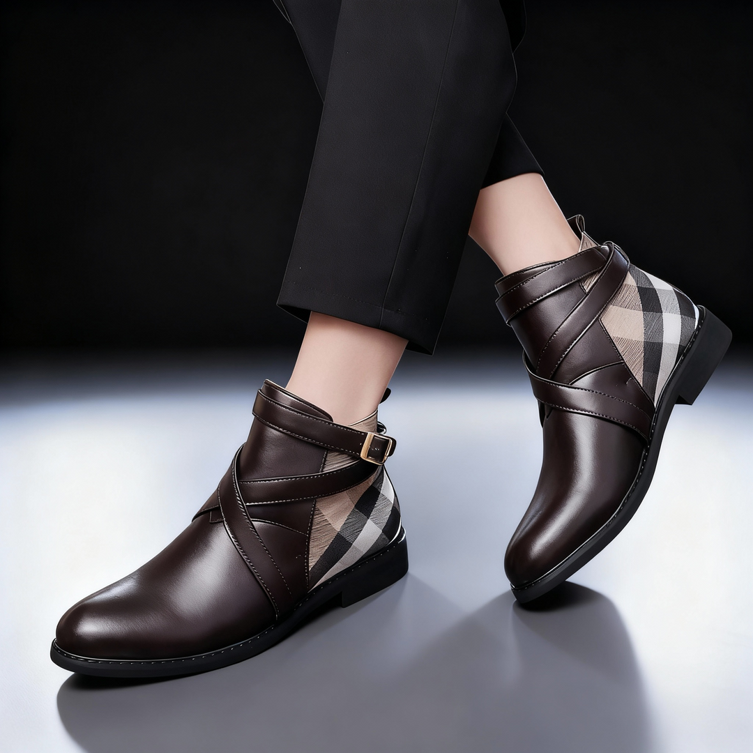 Sinclair Leather Buckle Chelsea Boots