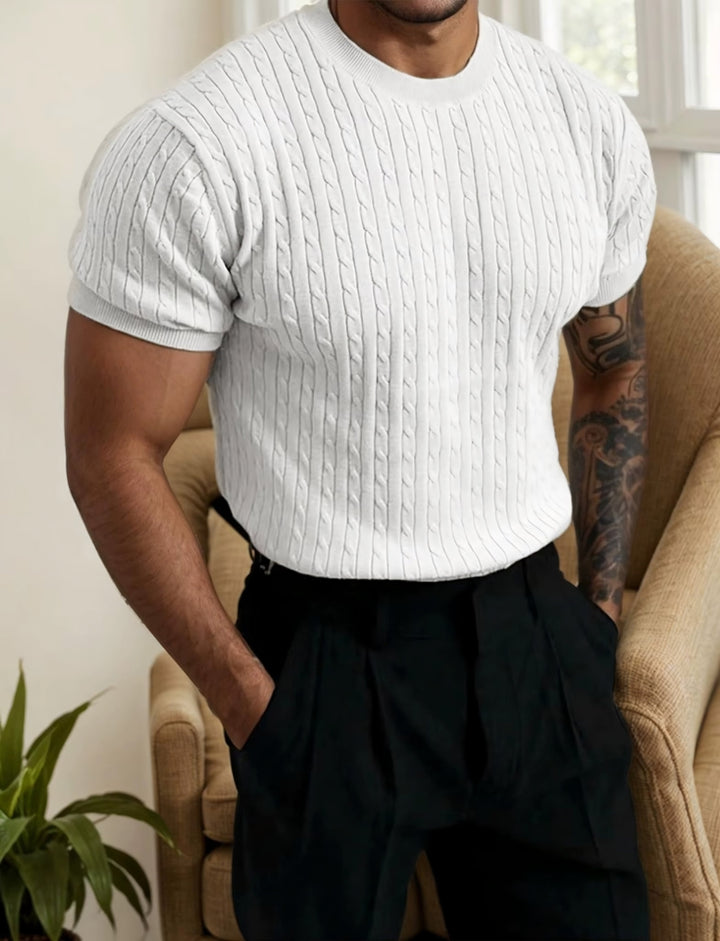 Men's Sedona Fitted T-Shirt in white, featuring a ribbed flex-fit design for comfort and breathability.