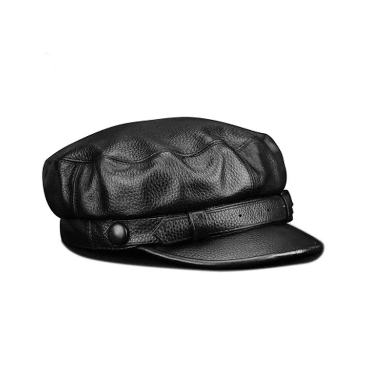 Willow Creek Cowhide Hat featuring a classic design in genuine cowhide leather with an adjustable strap for a secure fit.