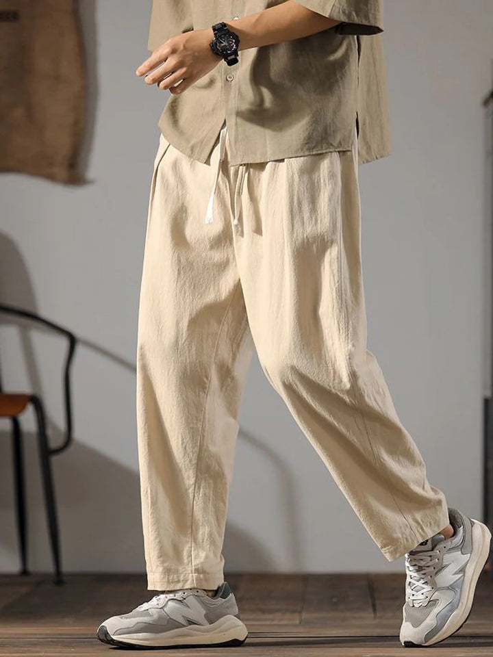 Men's Linen Summer Pants – Casual Wide Leg Trousers in Lightweight Cotton Blend, Relaxed Fit, Machine Washable 0