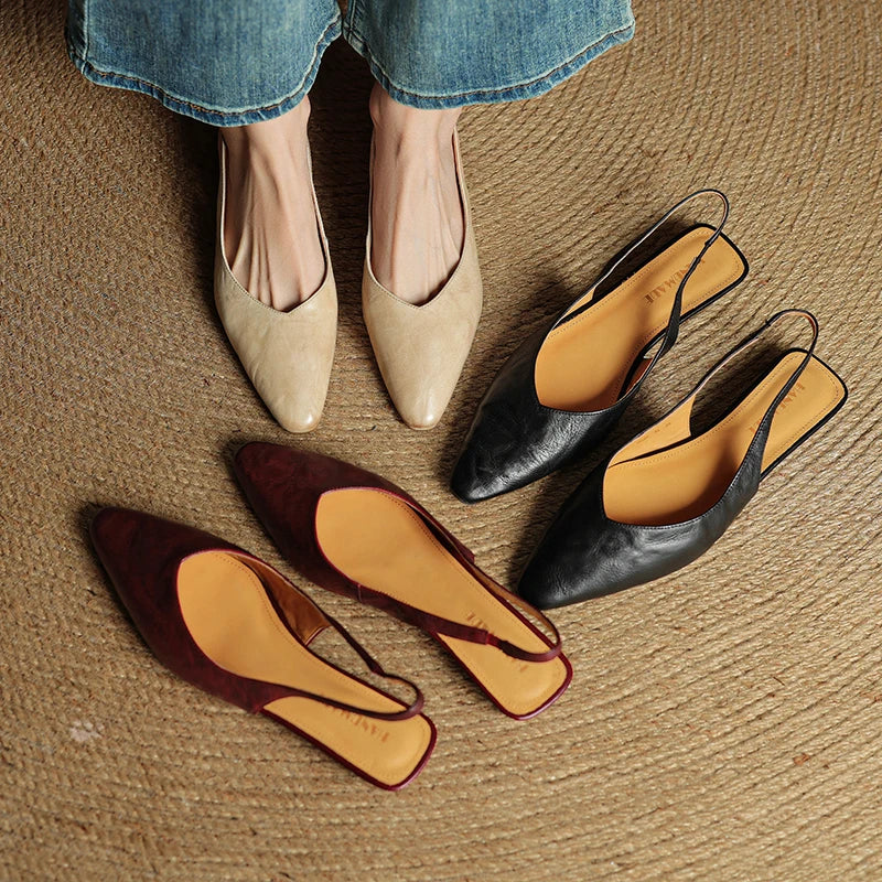 Liora Genuine Leather Slingback Flats
