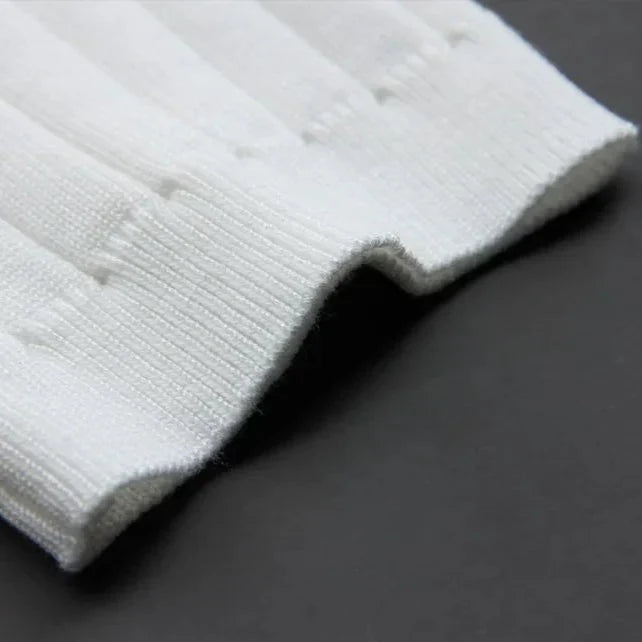 Close-up of the ribbed texture of Evren Men's Ribbed V-Neck Tee, showcasing breathable fabric and sleek design.