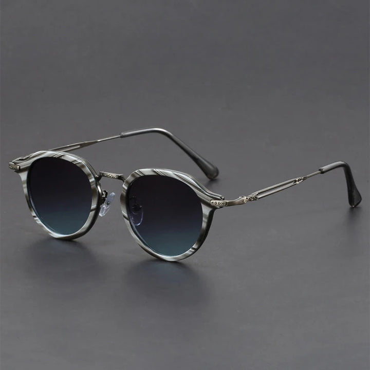 Vista Retro Shades with round textured metal frame and UV400 lenses for stylish sun protection.