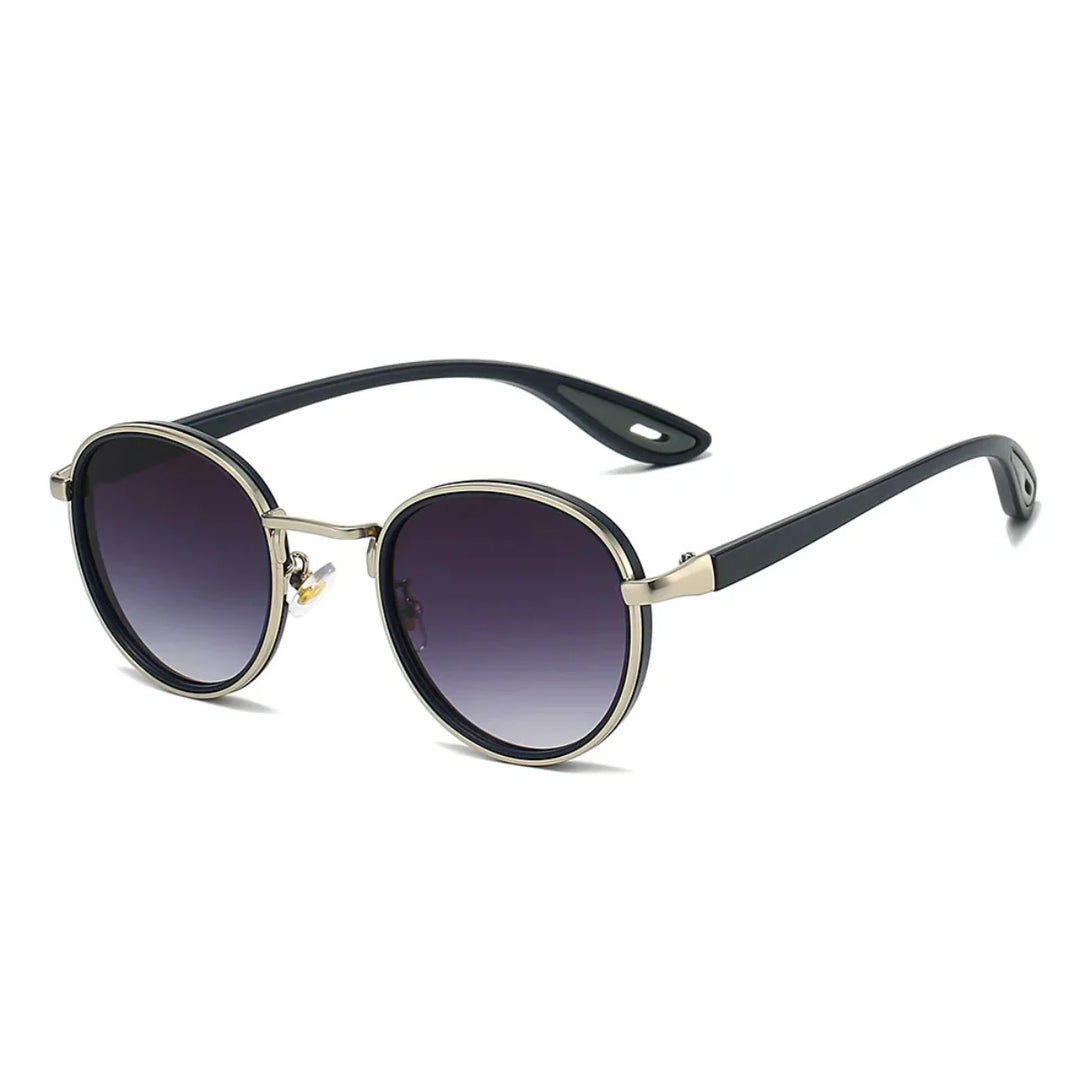Alton Round Frame Sunglasses with gradient UV400 lenses and lightweight metal frames for stylish sun protection.