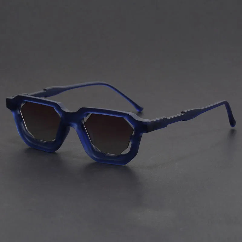 Vantor sunglasses with sharp geometric frame, bold sculpted edges, and UV400 protection, perfect for stylish comfort.