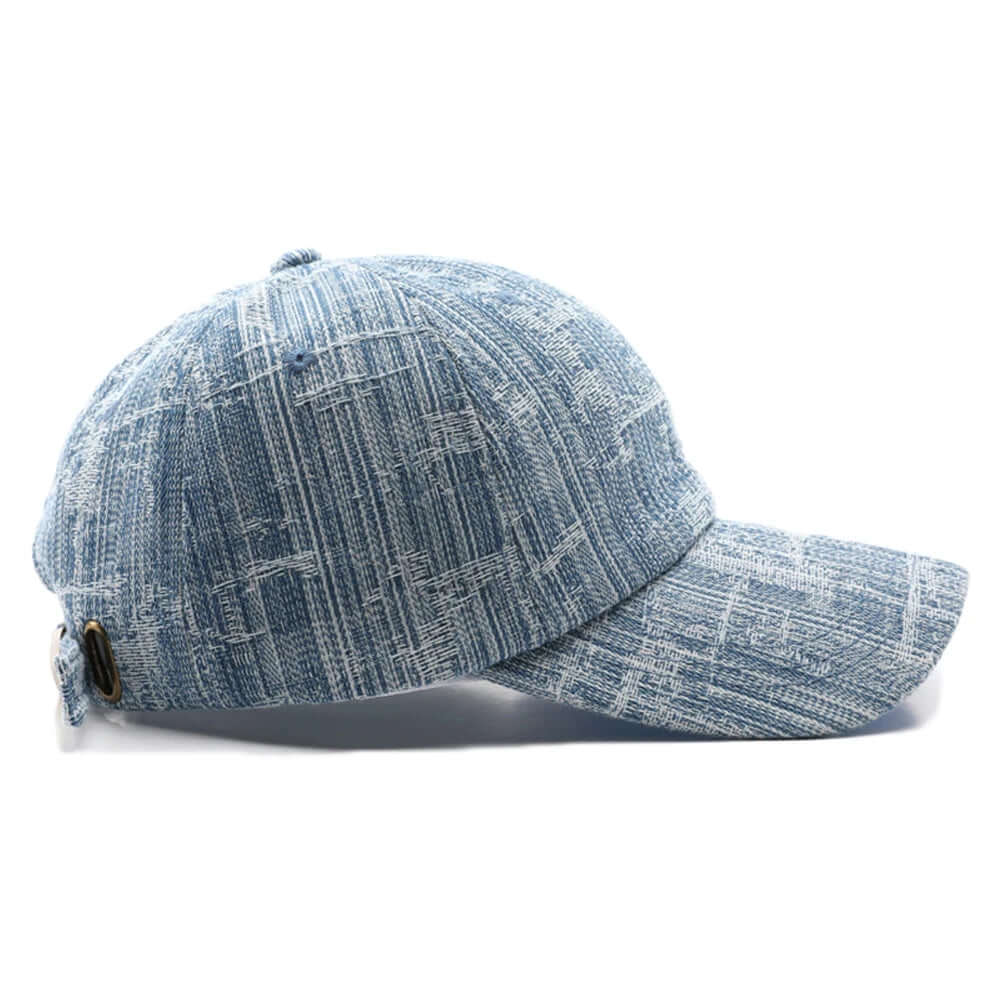 Wyatt Street Denim Cap with vintage wash and adjustable back strap for a comfortable, rugged look.