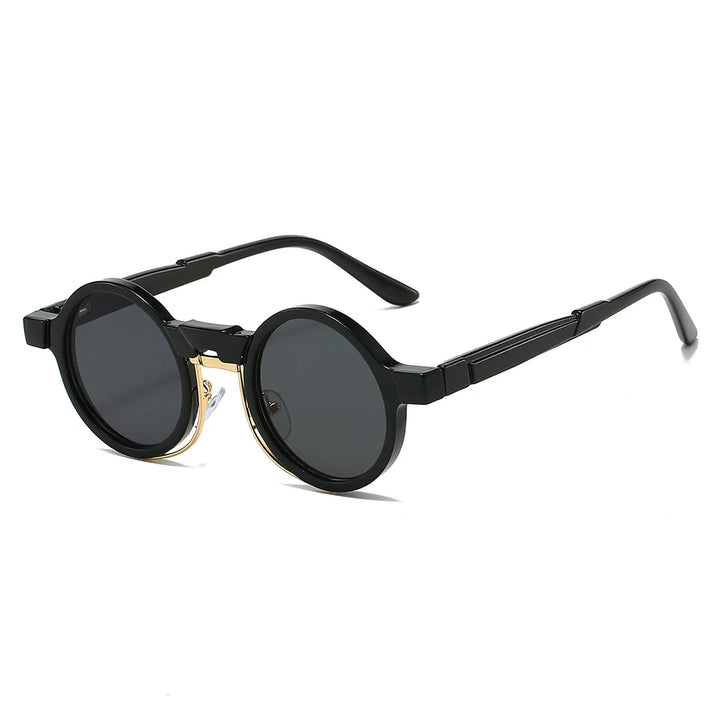Astor Vintage Shades black round sunglasses with UV400 protection and adjustable nose pads for a secure fit.