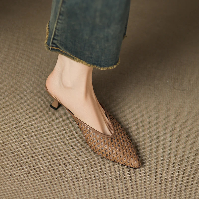 Violet Genuine Leather Mules