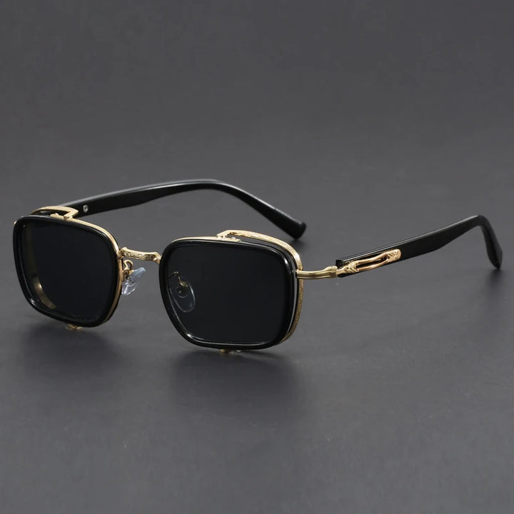Vantage Alloy Shades featuring square frames, textured bridge, UV400 lenses, and stylish contrast temple arms.