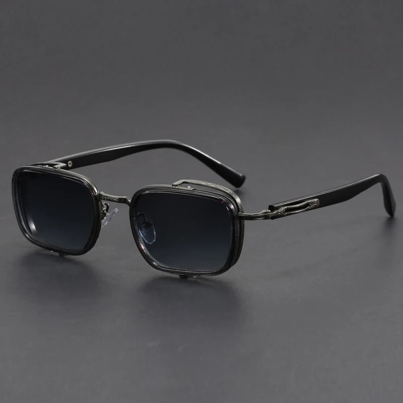 Vantage Alloy Shades featuring square frames, UV400 lenses, textured bridge, and contrast temple arms.