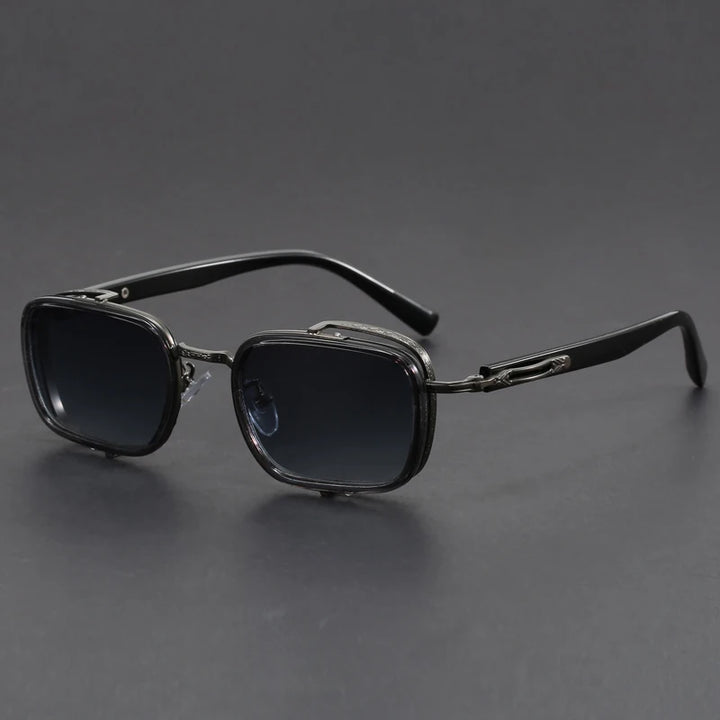 Vantage Alloy Shades featuring square frames, UV400 lenses, textured bridge, and contrast temple arms.