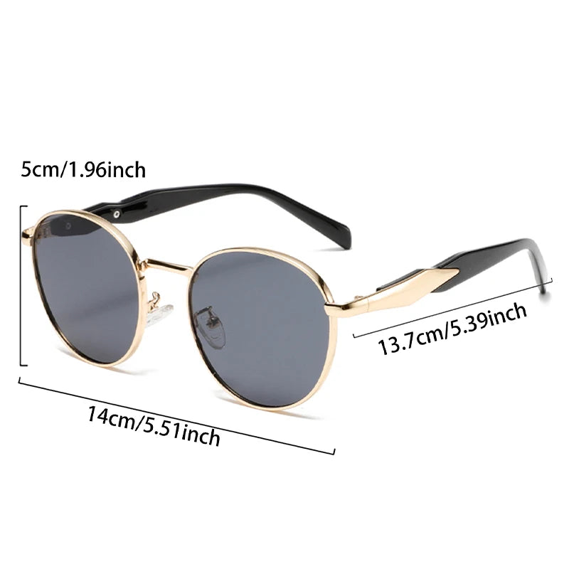 Bellano Sunglasses: bold round frames with polished metal accents, ergonomic design, and UV400 protection.