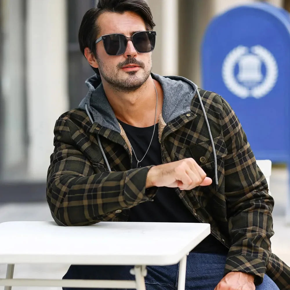 Warwick Sherpa Lined Hooded Flannel Jacket