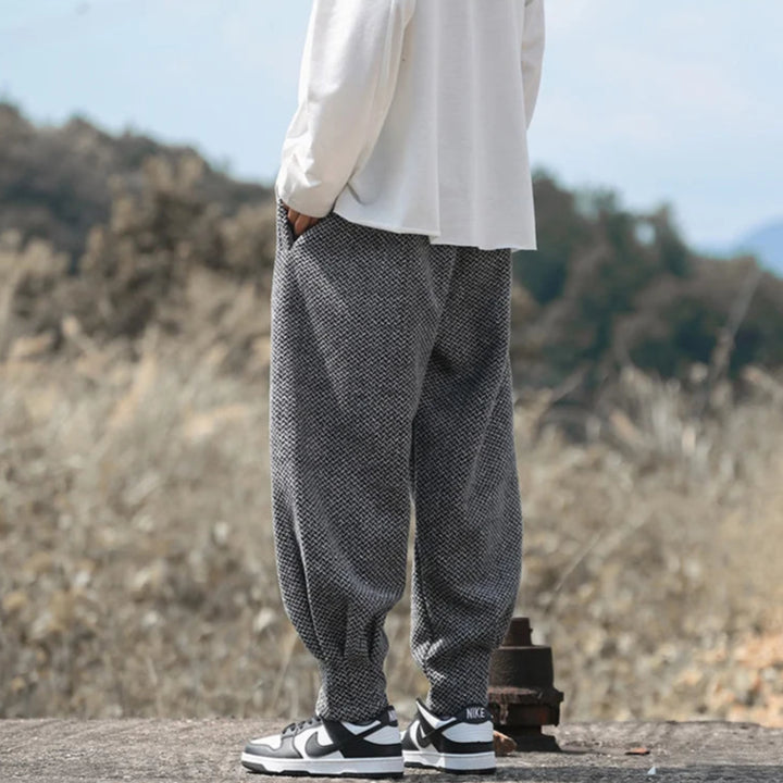 Oslo Textured Joggers featuring a relaxed fit and tapered cuffs, perfect for a stylish casual look.