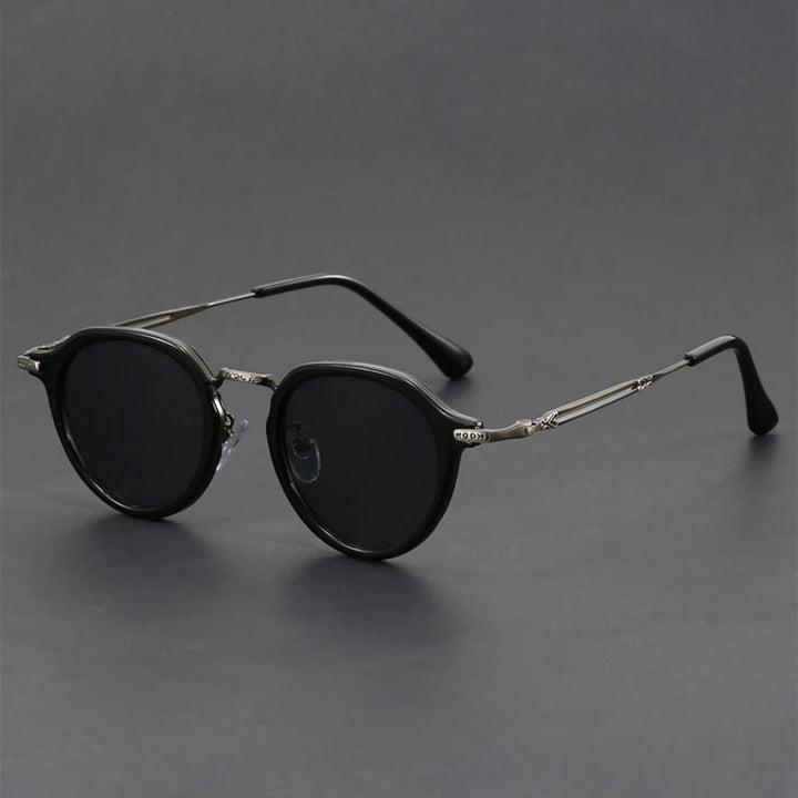 Vista Retro Shades with textured metal frame and UV400 lenses for sun protection, featuring a unique round design.