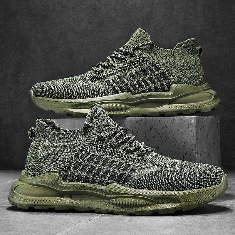 Brava Performance Mesh Sneakers in olive green, featuring breathable fabric and high-rebound midsole for support and energy return.