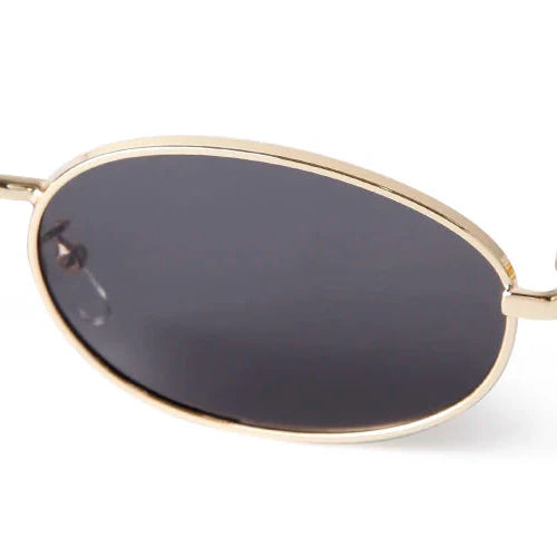 Orin Oval Frame Sunglasses with polished metallic finish and scratch-resistant lenses, providing UV protection and comfort.