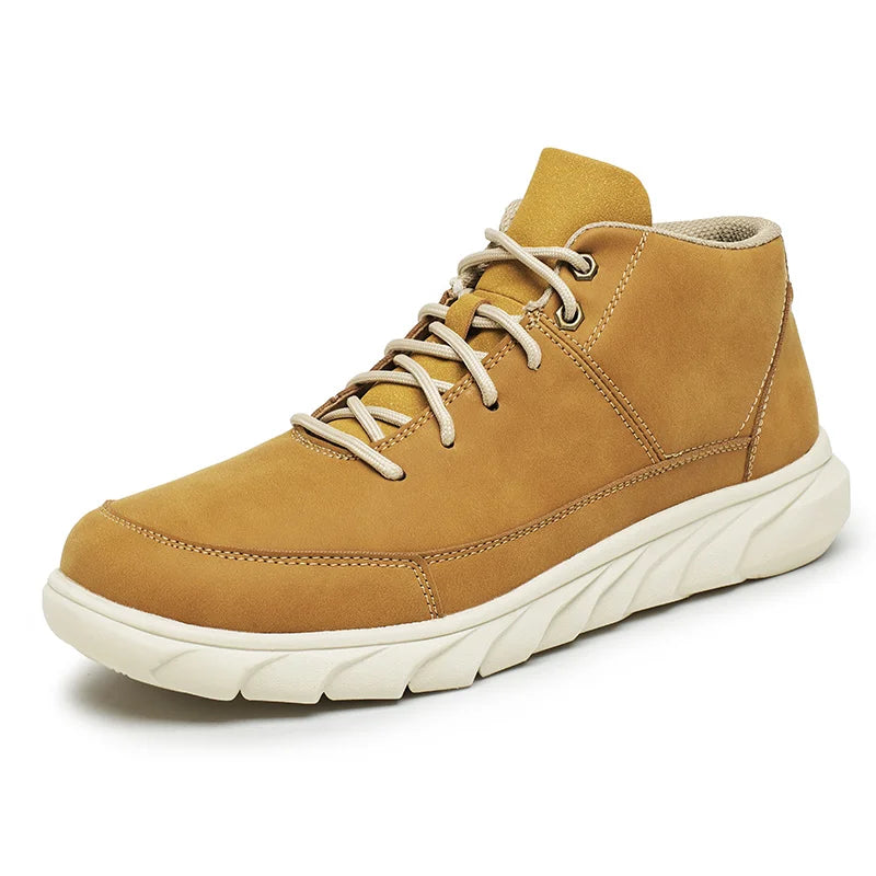 Summit Leather Mid-Tops in tan with cushioned sole and lace-up design for comfort and style.