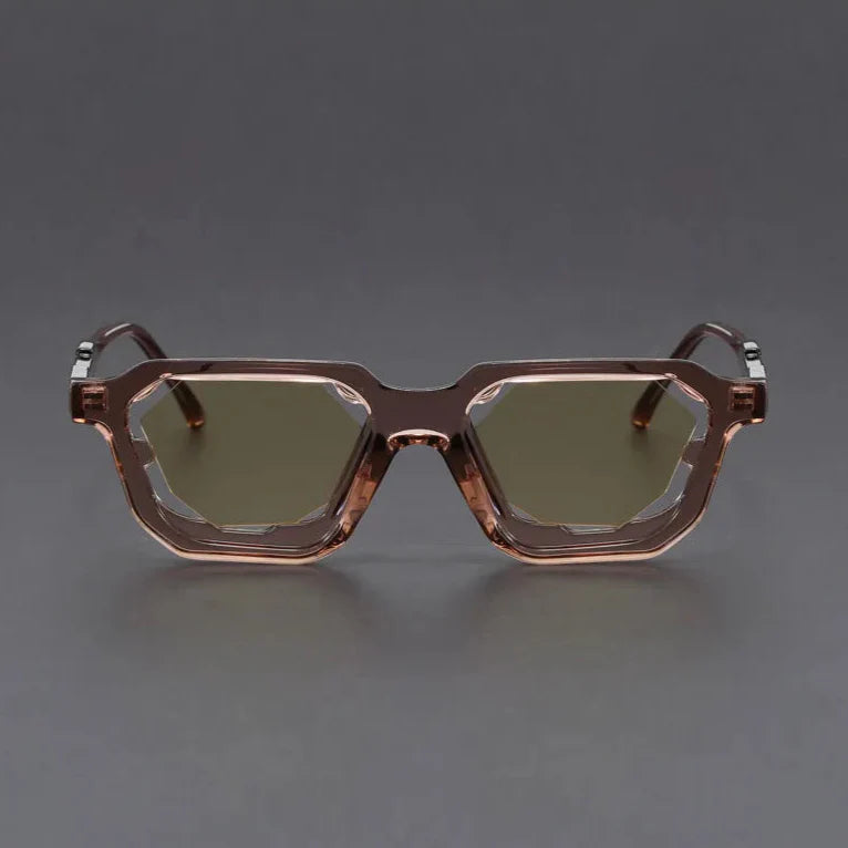 Vantor sunglasses featuring a sharp geometric frame and thick sculpted edges, offering bold style and UV400 protection.