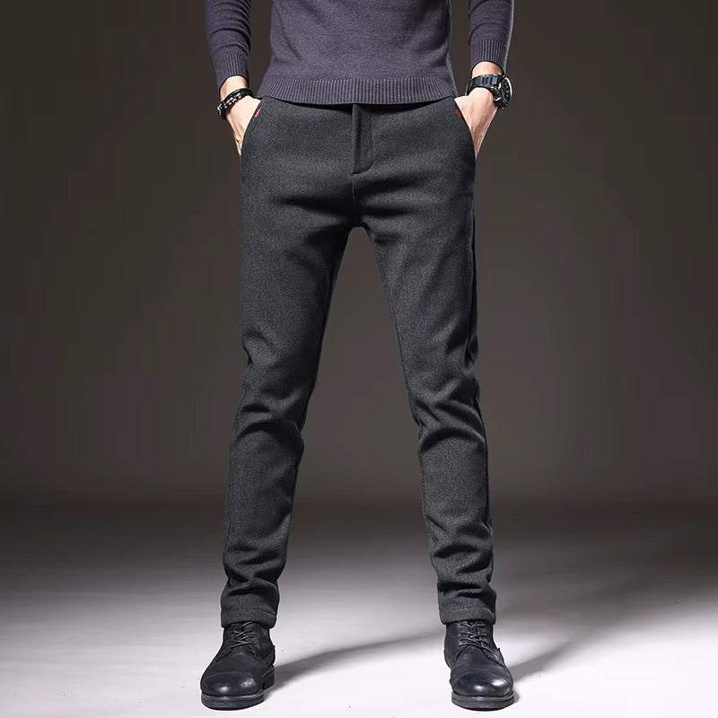Henderson Slim-Fit Pants in dark grey, showcasing a flexible tailored fit and modern design for versatile wear.