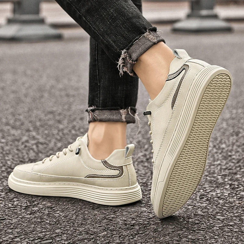 Genesis Leather Sneakers featuring a cushioned interior and durable rubber sole, ideal for versatile styling.