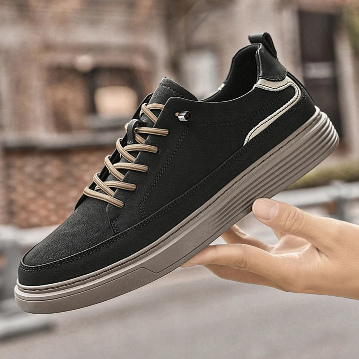 Genesis Leather Sneakers featuring a cushioned interior, durable rubber sole, and lace-up design for secure fit.