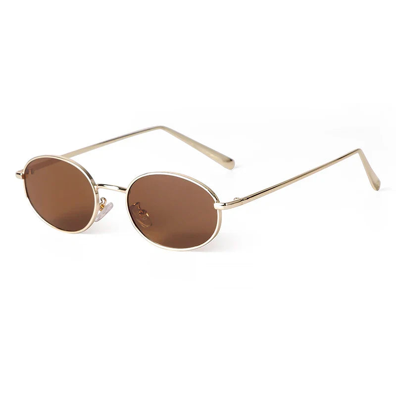 Orin Oval Frame Sunglasses with polished metallic finish, lenses resistant to scratches and full UV400 protection.