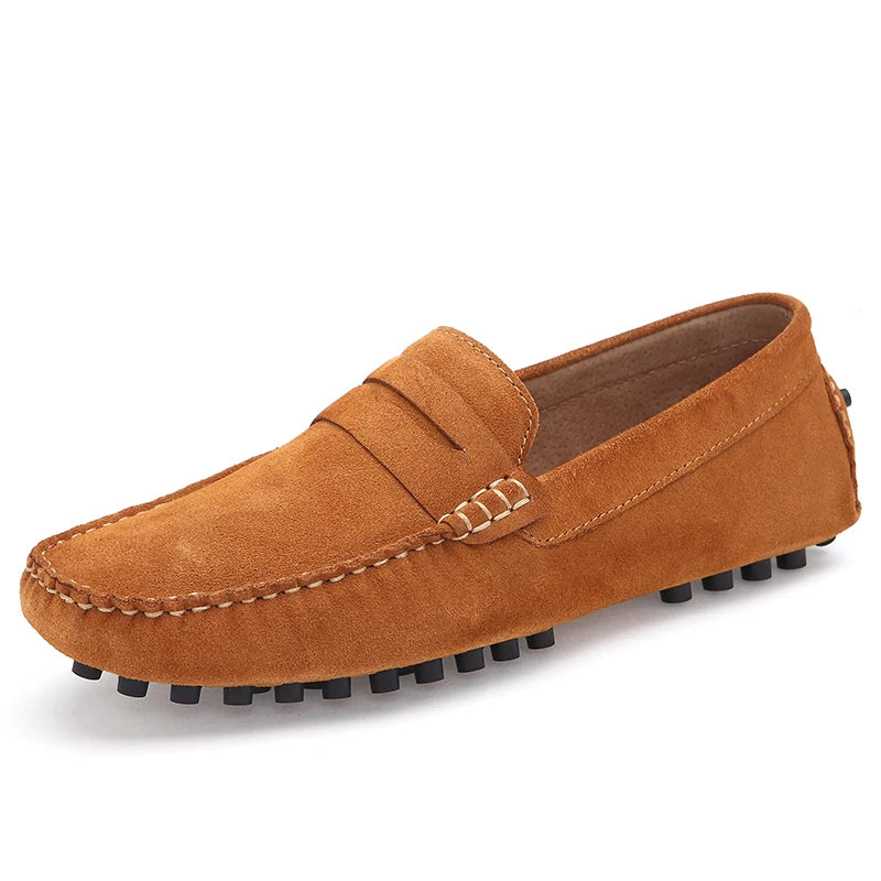 Grazia suede loafers with a velvety touch and textured rubber sole for superior grip and comfort.