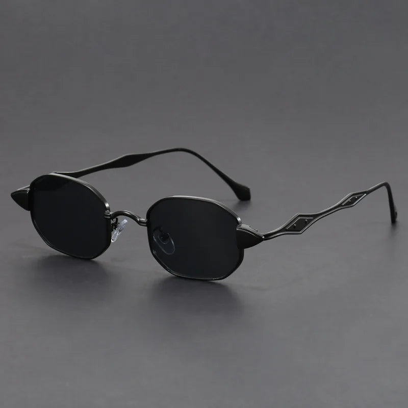 Stylish Atlas Alloy sunglasses featuring unique geometric frames and sculpted metal arms for a striking look.