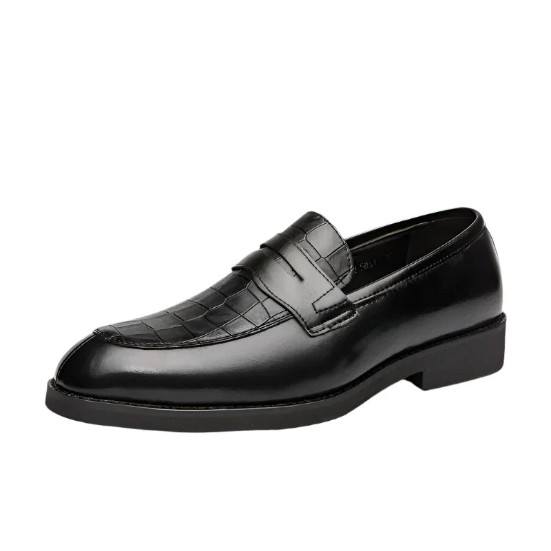 Lucera Men's Leather Crocodile Loafers with polished finish and cushioned insole for comfort.