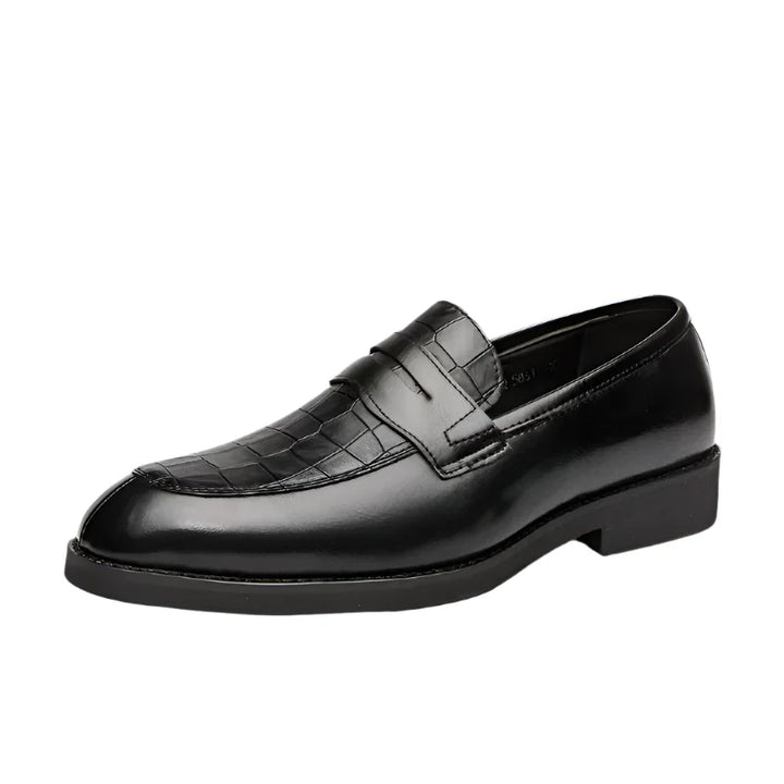 Lucera Men's Leather Crocodile Loafers with polished finish and cushioned insole for comfort.