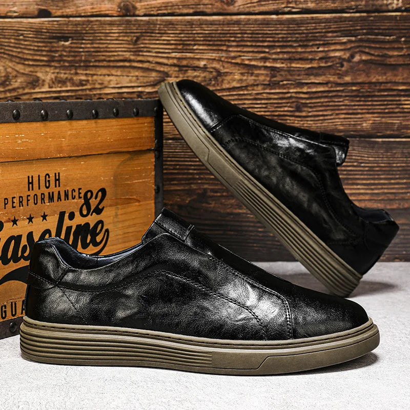 Alvio genuine leather slip-on shoes with cushioned footbed, perfect for daily wear and easy access.