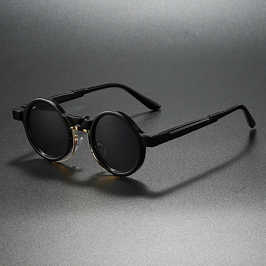 Astor Vintage Shades: bold round sunglasses with UV400 protection, lightweight design, adjustable nose pads, and ergonomic arms.