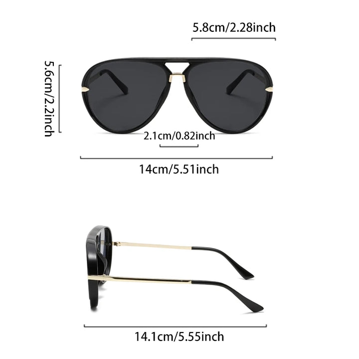 Stratos Sunglasses featuring double-bridge design, UV400 protection, and sleek black frames for versatile style.