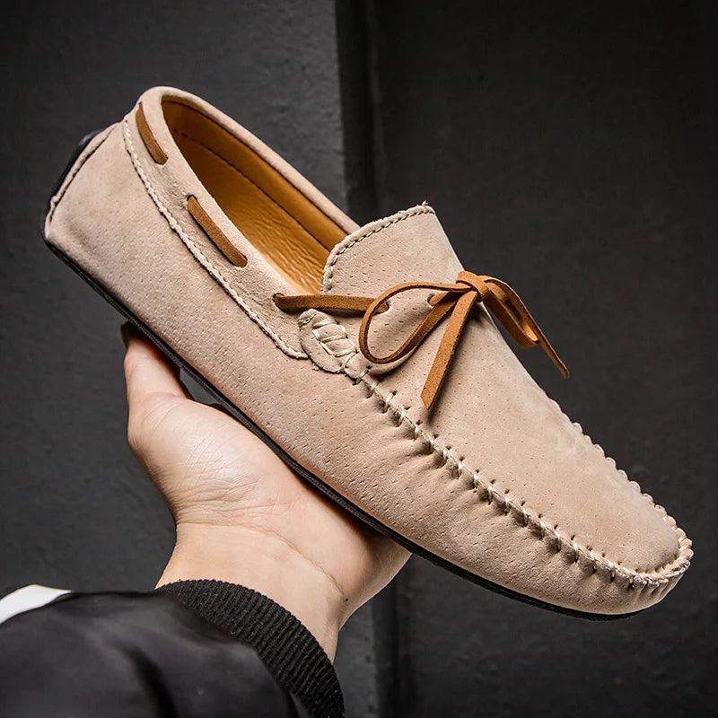 Monte Carlo genuine cowhide suede loafers with hand-stitched details and premium leather laces.