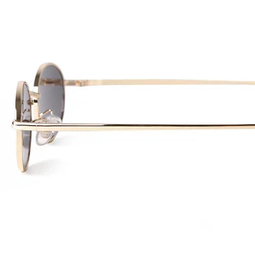 Orin Oval Frame Sunglasses in polished metallic finish featuring scratch-resistant lenses and ergonomic fit.